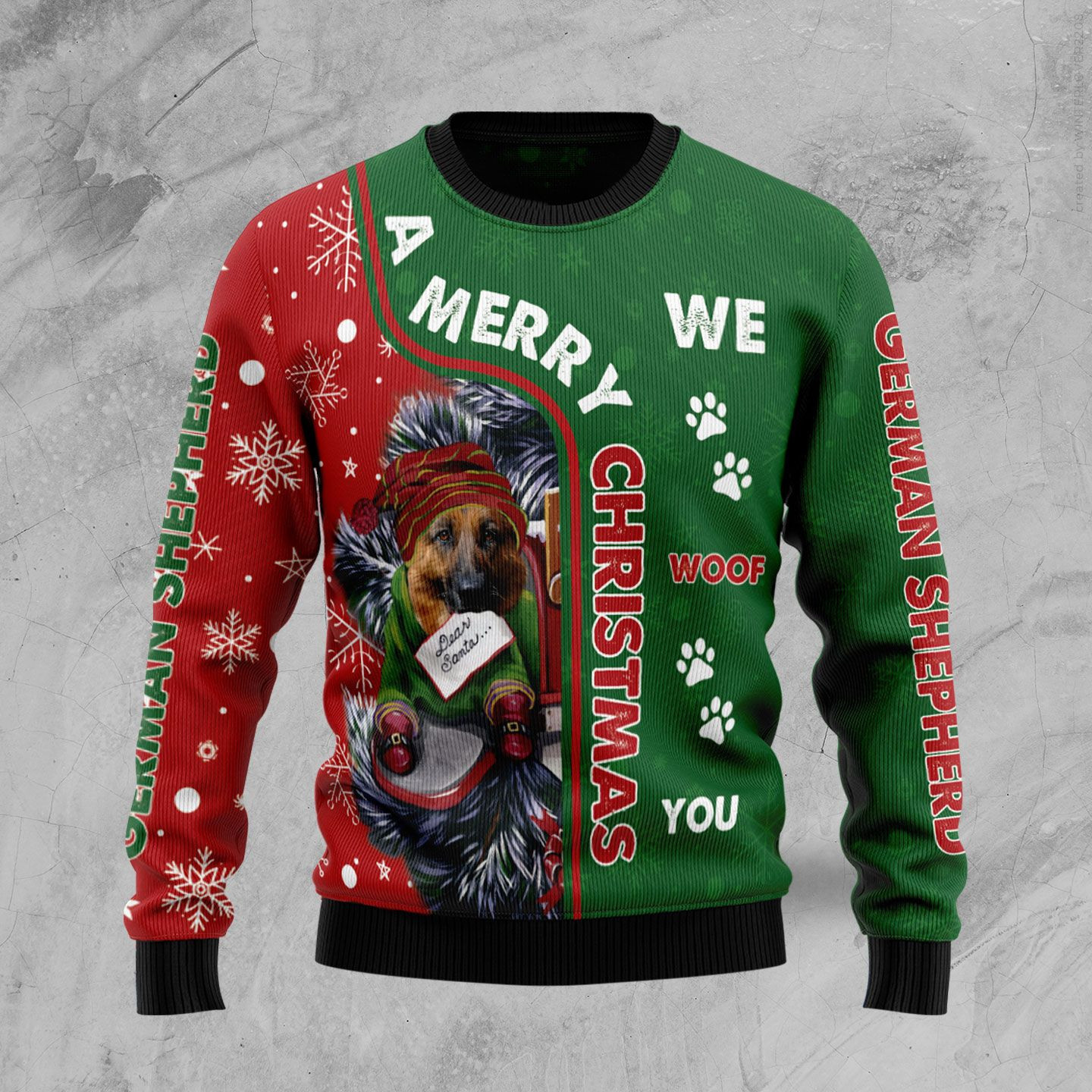 German Shepherd Merry Christmas Ugly Christmas Sweater, Perfect Holiday Gift