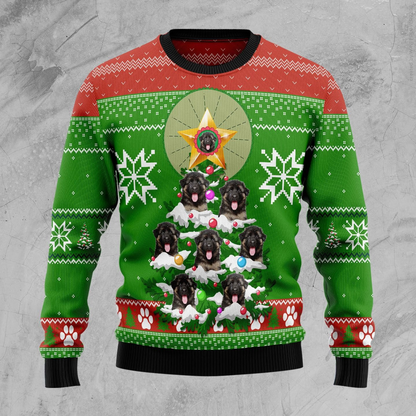 German Shepherd Pine Ugly Christmas Sweater, Perfect Holiday Gift