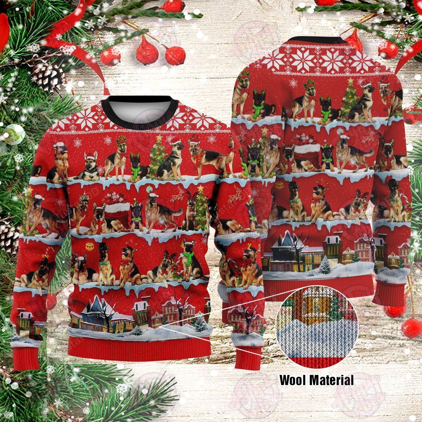 German Shepherd Ugly Christmas Sweater, Perfect Holiday Gift