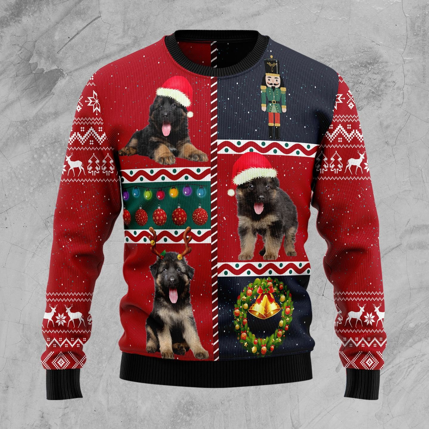 German Shepherd Vintage Ugly Christmas Sweater, Perfect Holiday Gift