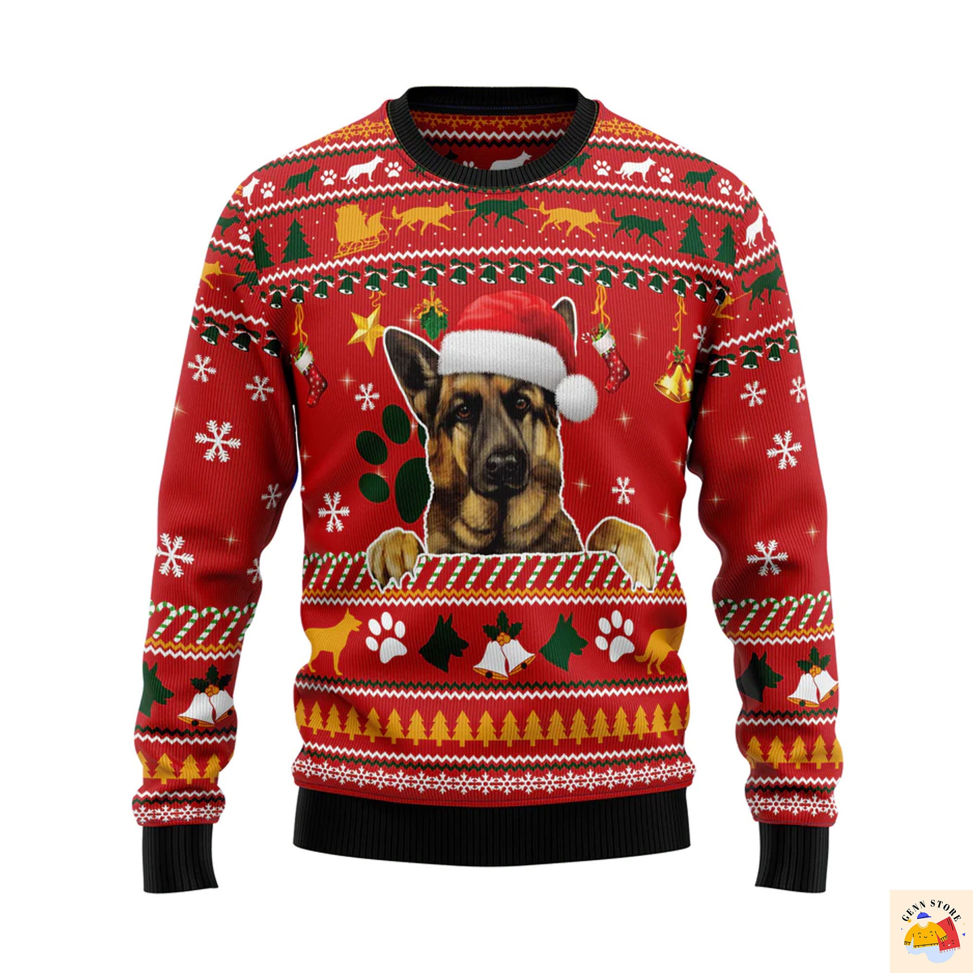 German Shepherd Waiting For Christmas Ugly Christmas Sweater