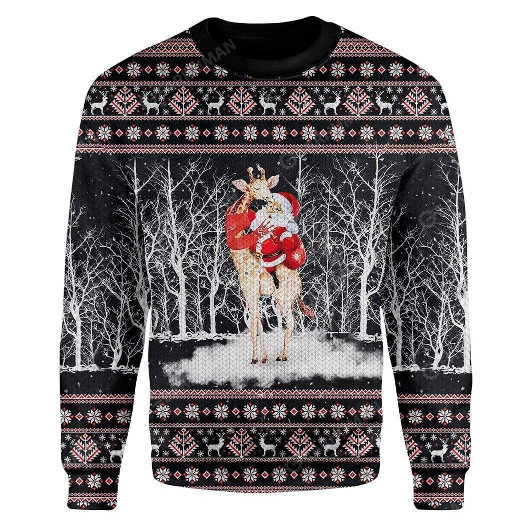 Giraffe And Santa Ugly Christmas Sweater, Perfect Holiday Gift