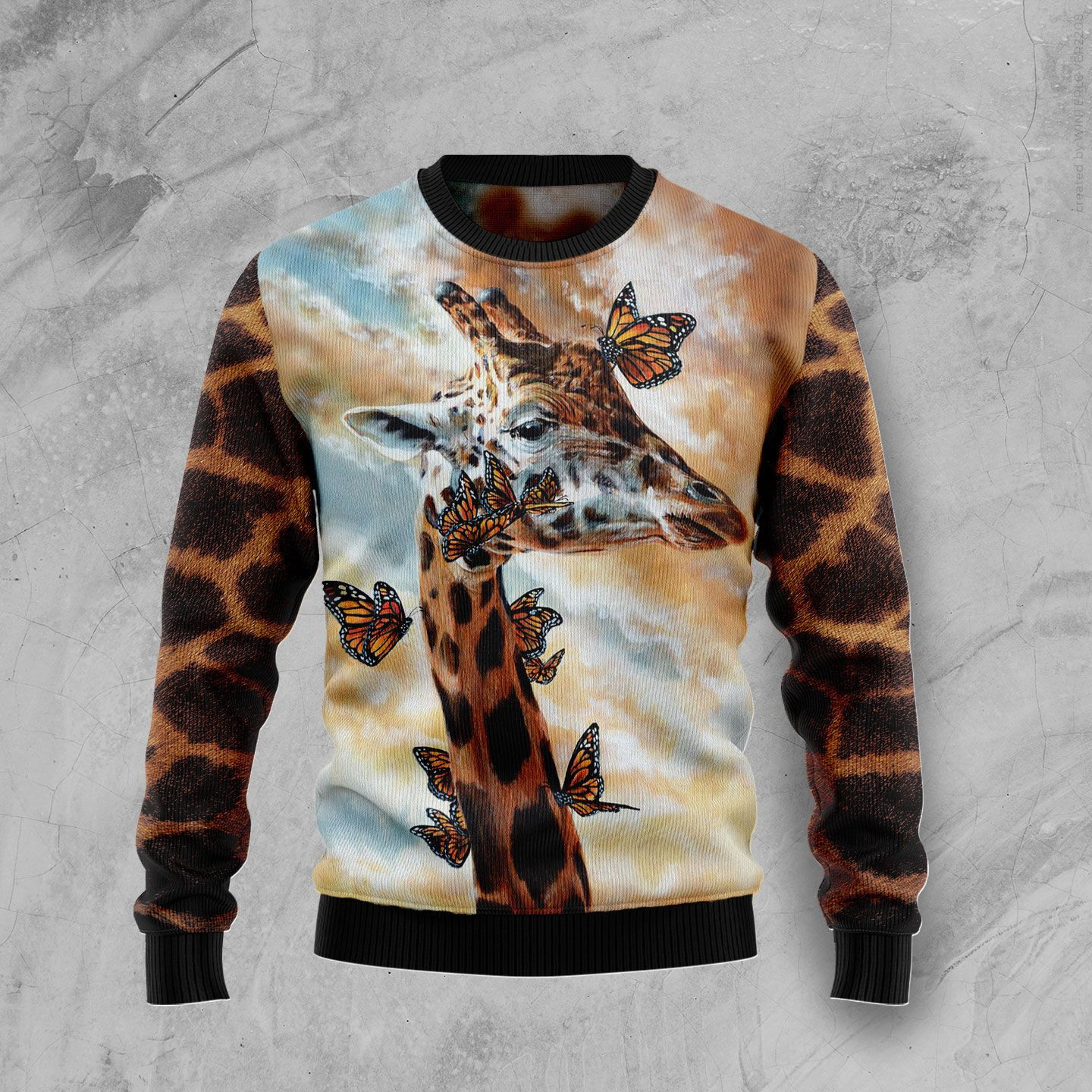 Giraffe Butterfly Ugly Christmas Sweater, Perfect Holiday Gift