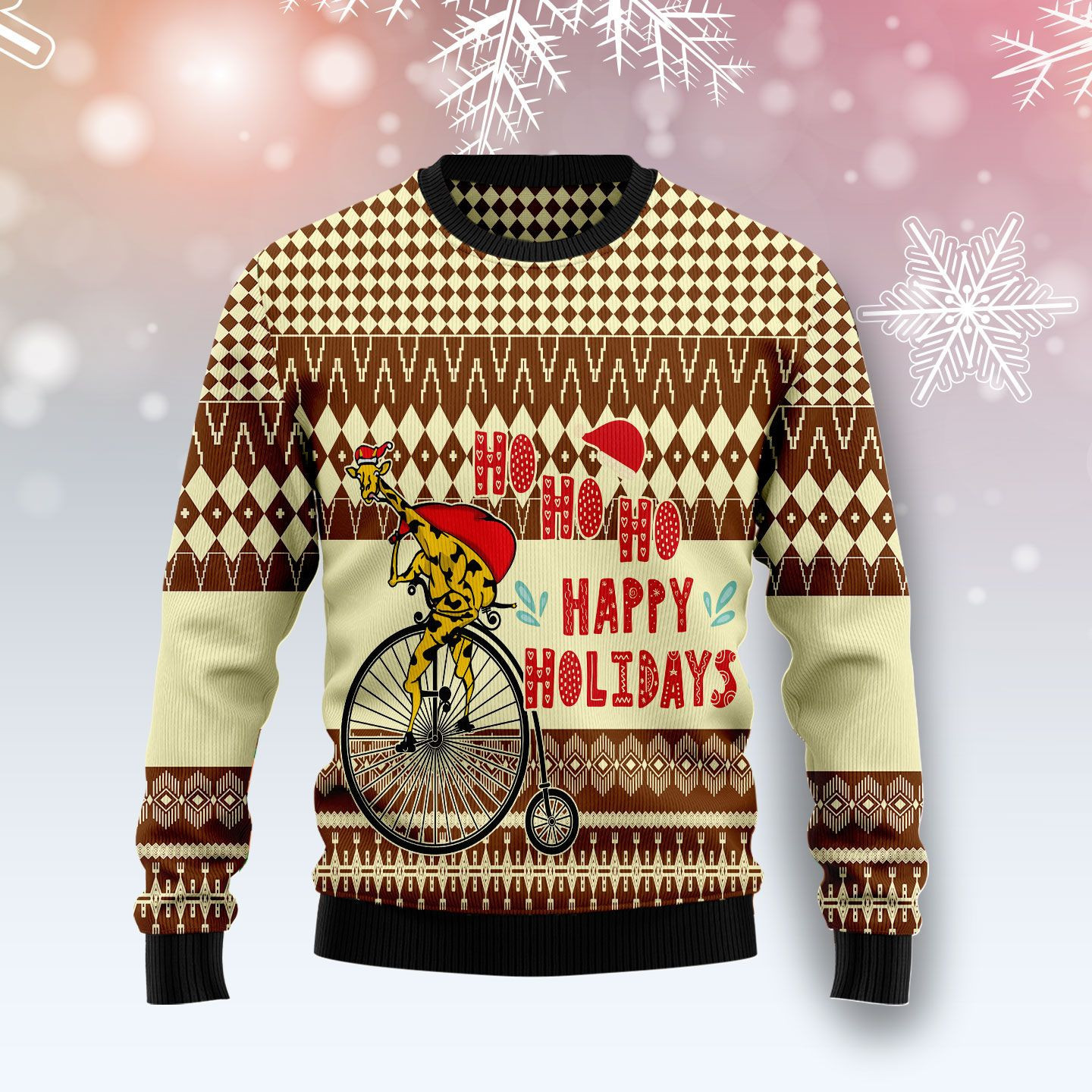 Giraffe Happy Holidays Ugly Christmas Sweater, Perfect Holiday Gift