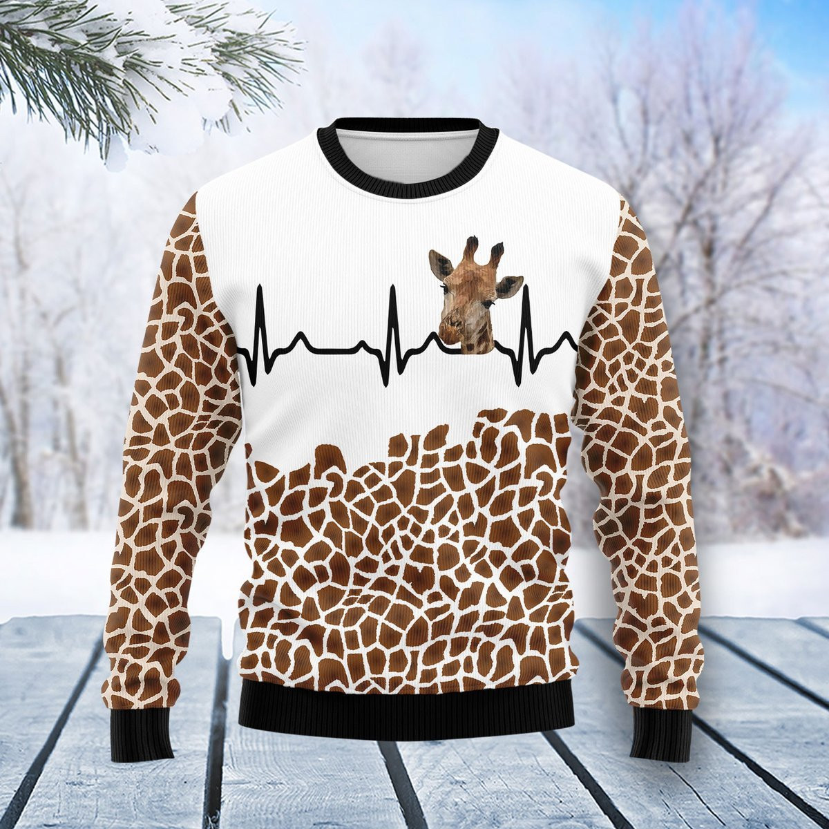 Giraffe Heart Ugly Christmas Sweater, Perfect Holiday Gift