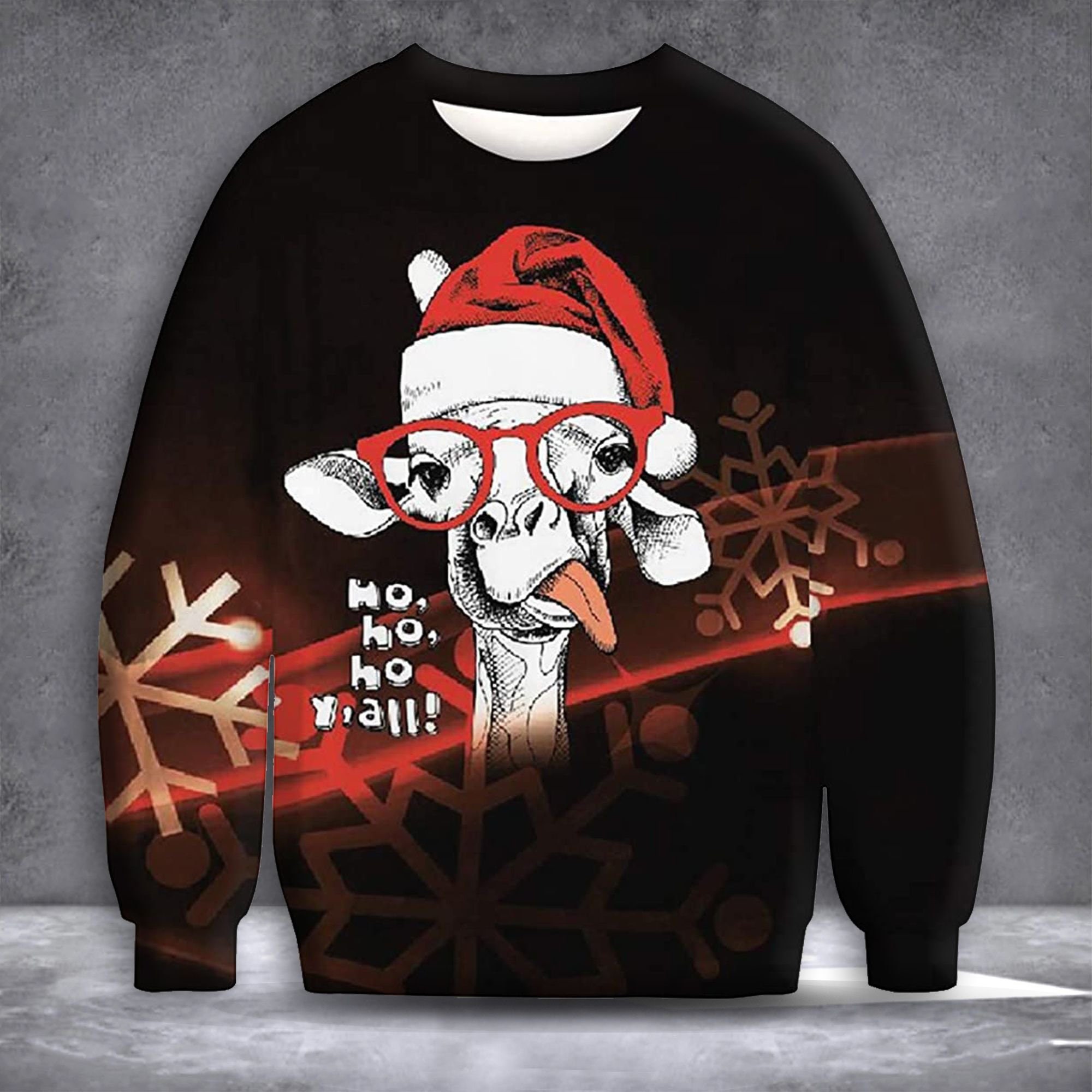 Giraffe Ho Ho Ho Ugly Christmas Sweater