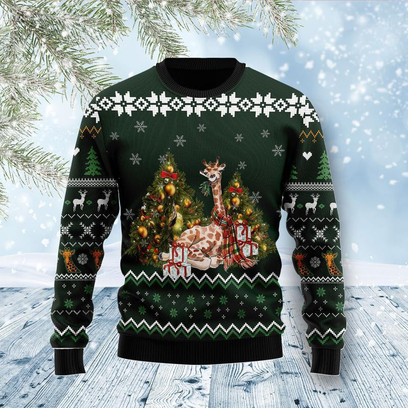 Giraffe Holiday Ugly Christmas Sweater, Perfect Holiday Gift