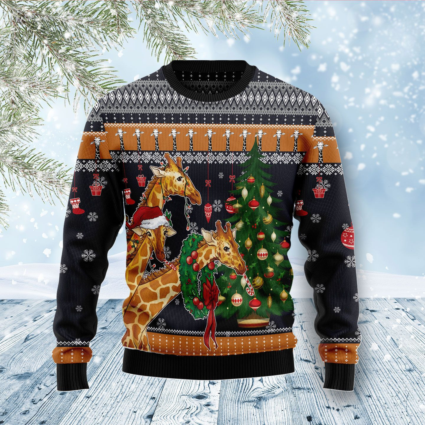 Giraffe Love Christmas Ugly Christmas Sweater, Perfect Holiday Gift
