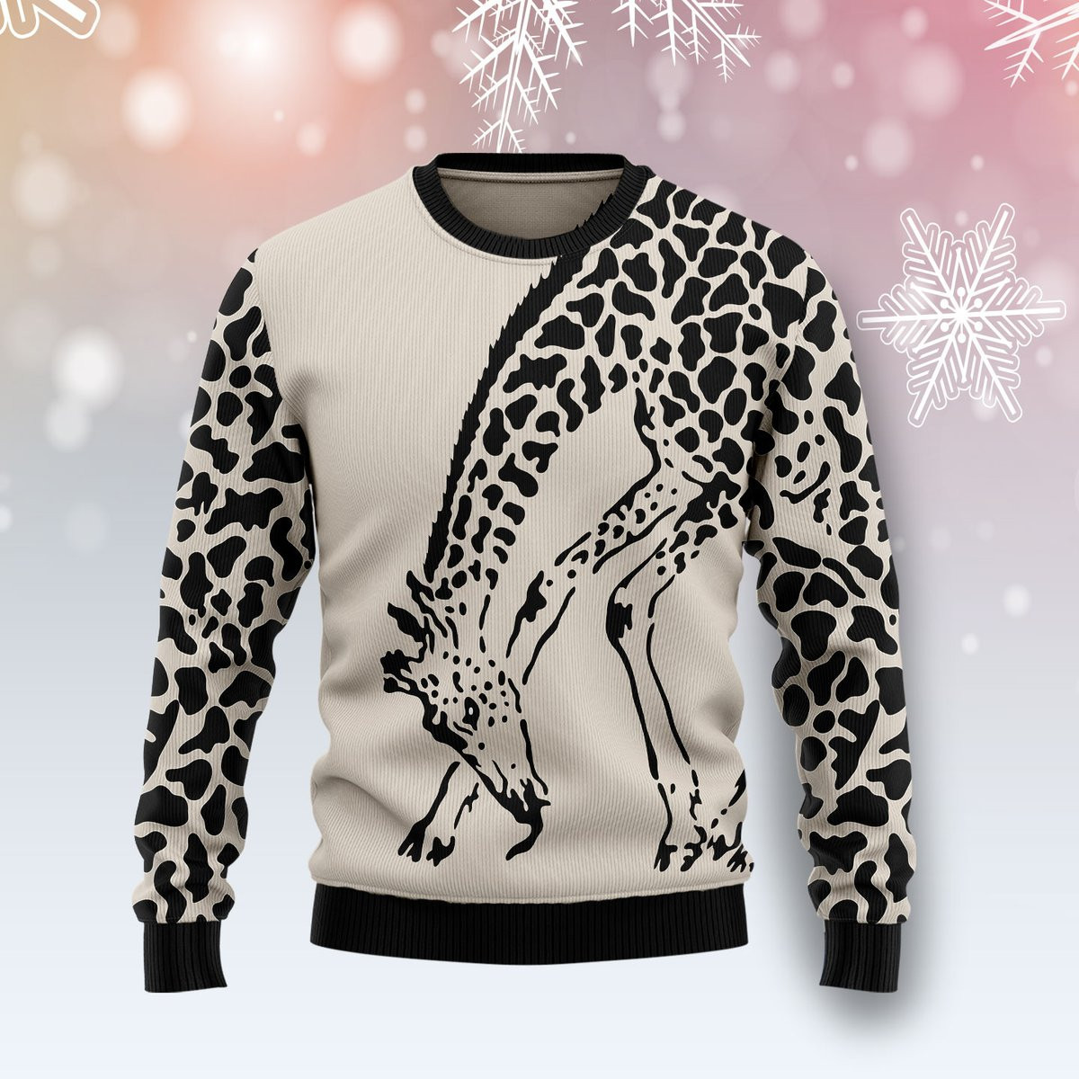 Giraffe Pattern Ugly Christmas Sweater, Perfect Holiday Gift