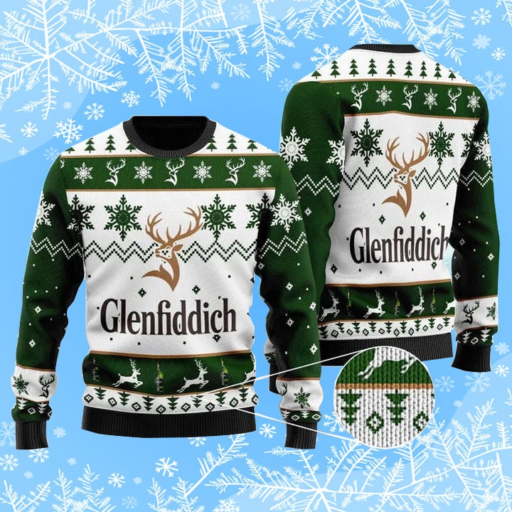 Glenfiddich Whisky Wine Ugly Christmas Sweater