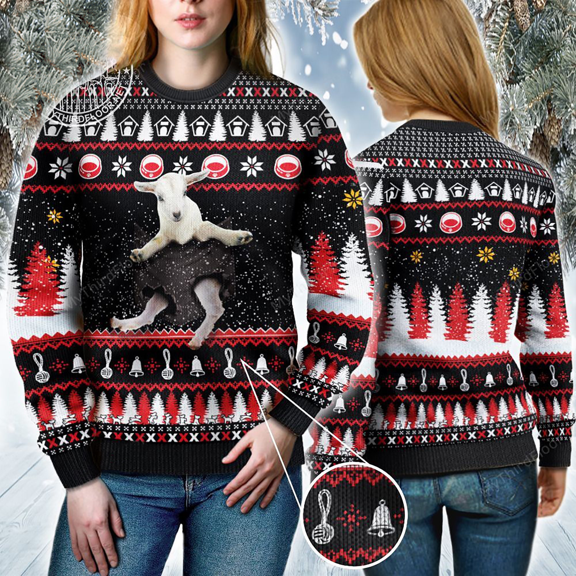 Goat Lovers Gift Baby In Pocket Ugly Christmas Sweater
