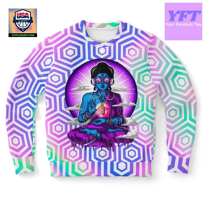 God Of Festival Holographic Psychedelic 3d Ugly Christmas Sweater
