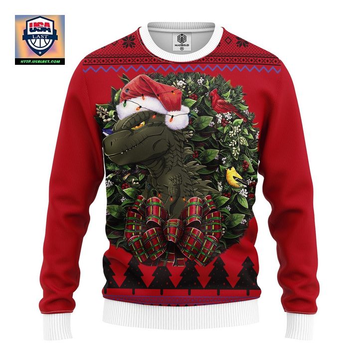 Godzilla Junior Chibi Noel Mc Ugly Christmas Sweater Thanksgiving Gift