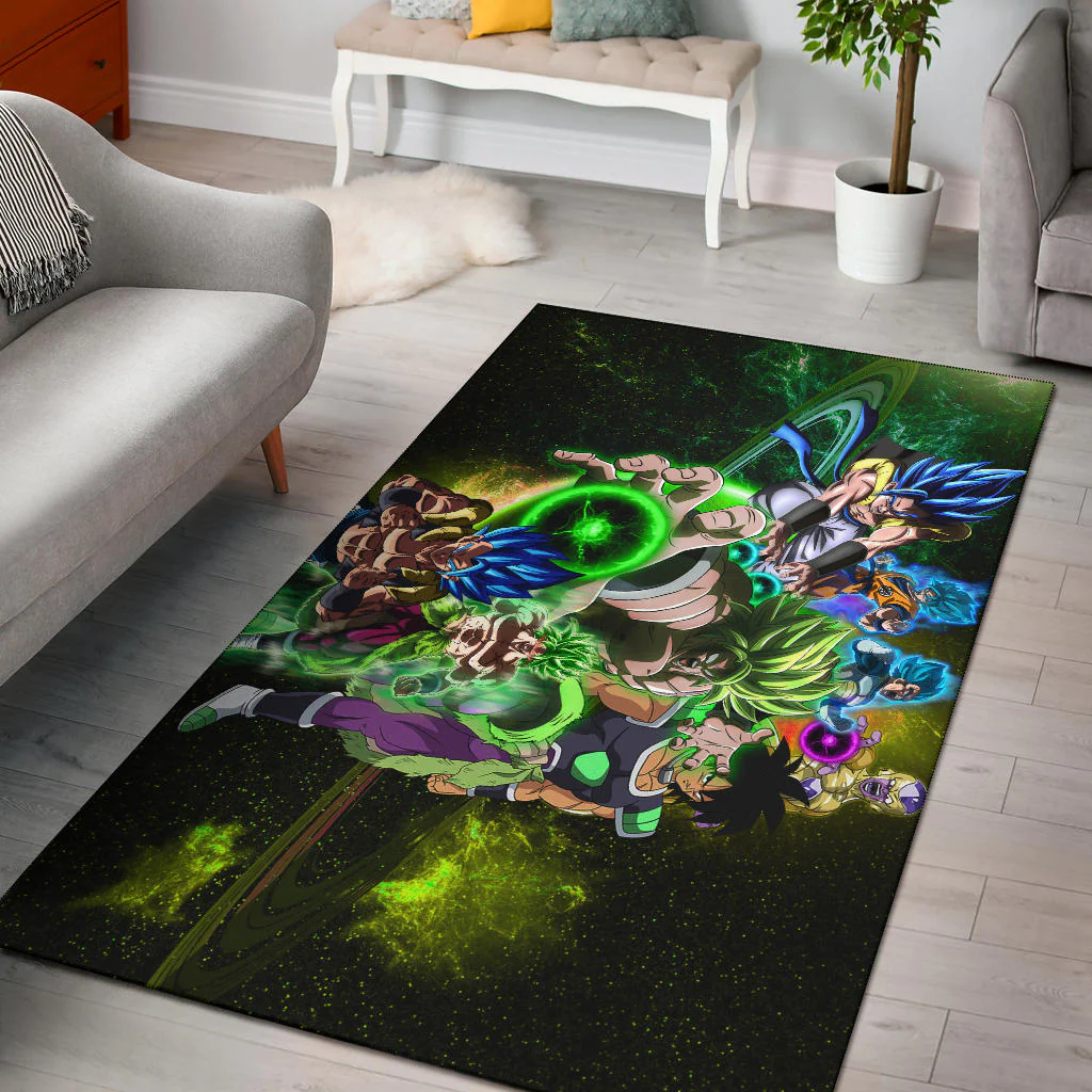 Goku And Vegeta Green Power Galaxy 3D Rectangle Area Rug – Full Print Carpet For Living Room & Bedroom Home Decor