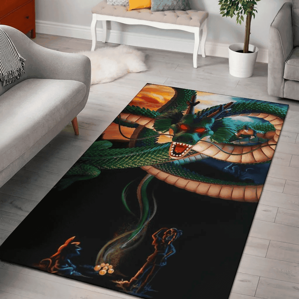 Goku Bulma &amp Shenron 3D 3D Rectangle Area Rug – Full Print Carpet For Living Room & Bedroom Home Decor