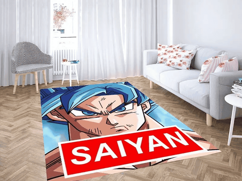 Goku Super Saiyan God 3D Rectangle Area Rug – Full Print Carpet For Living Room & Bedroom Home Decor