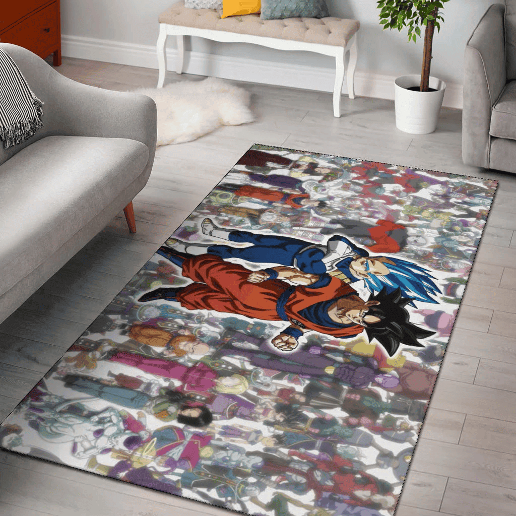 Goku Vegeta All Characters Background 3D Rectangle Area Rug – Full Print Carpet For Living Room & Bedroom Home Decor