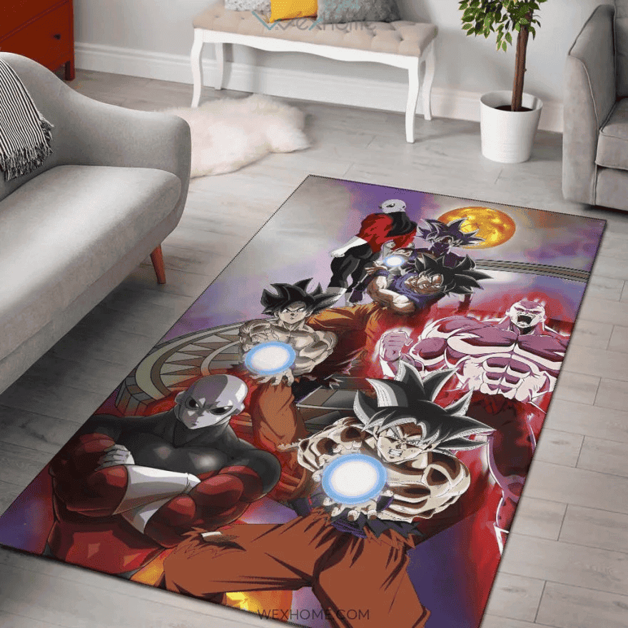 Goku Vs Jiren Fighting For Balls 3D Rectangle Area Rug – Full Print Carpet For Living Room & Bedroom Home Decor