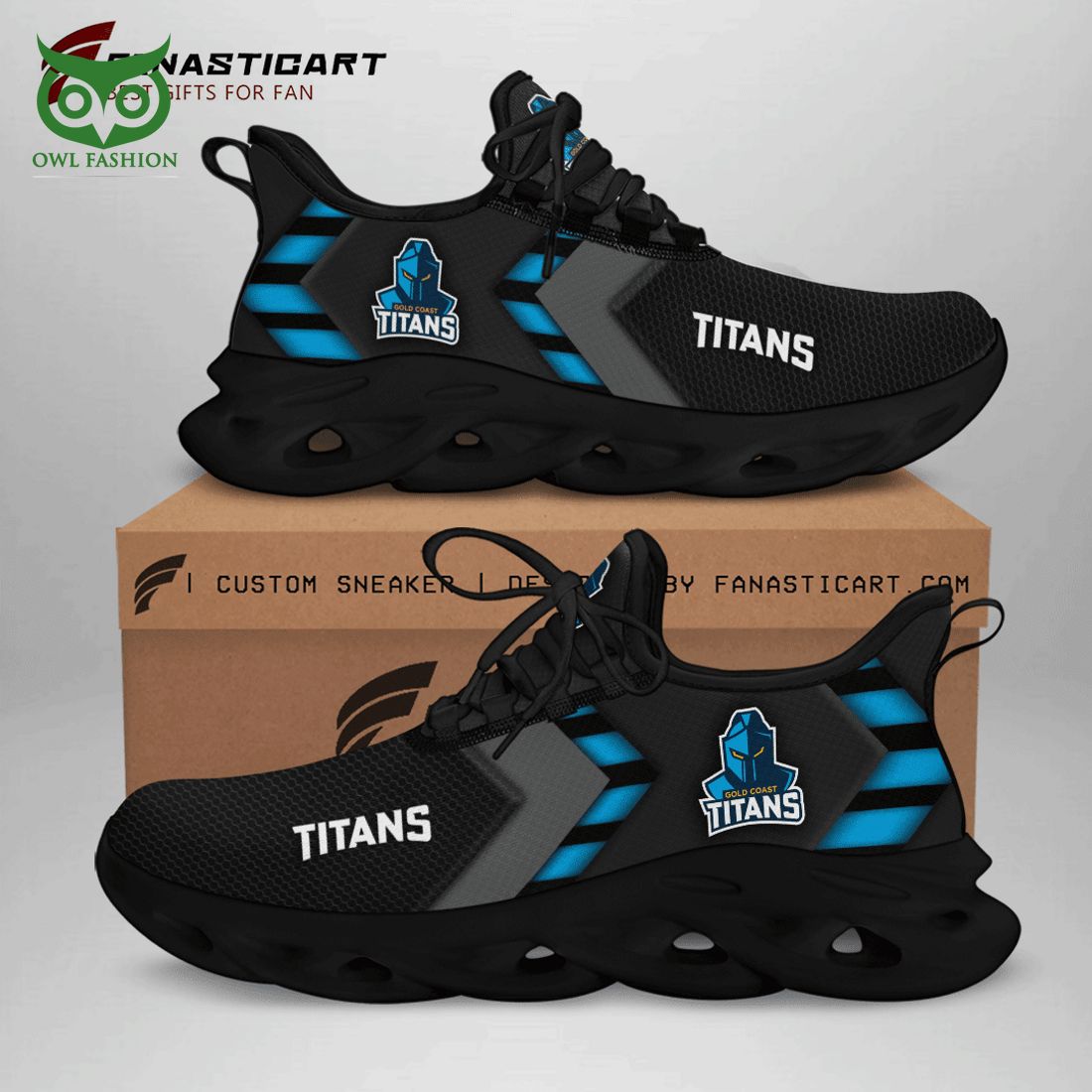 Gold Coast Titans Max Soul Shoes Sneakers for Men And Women – NFL Football Fan Shoes, Team Sneakers