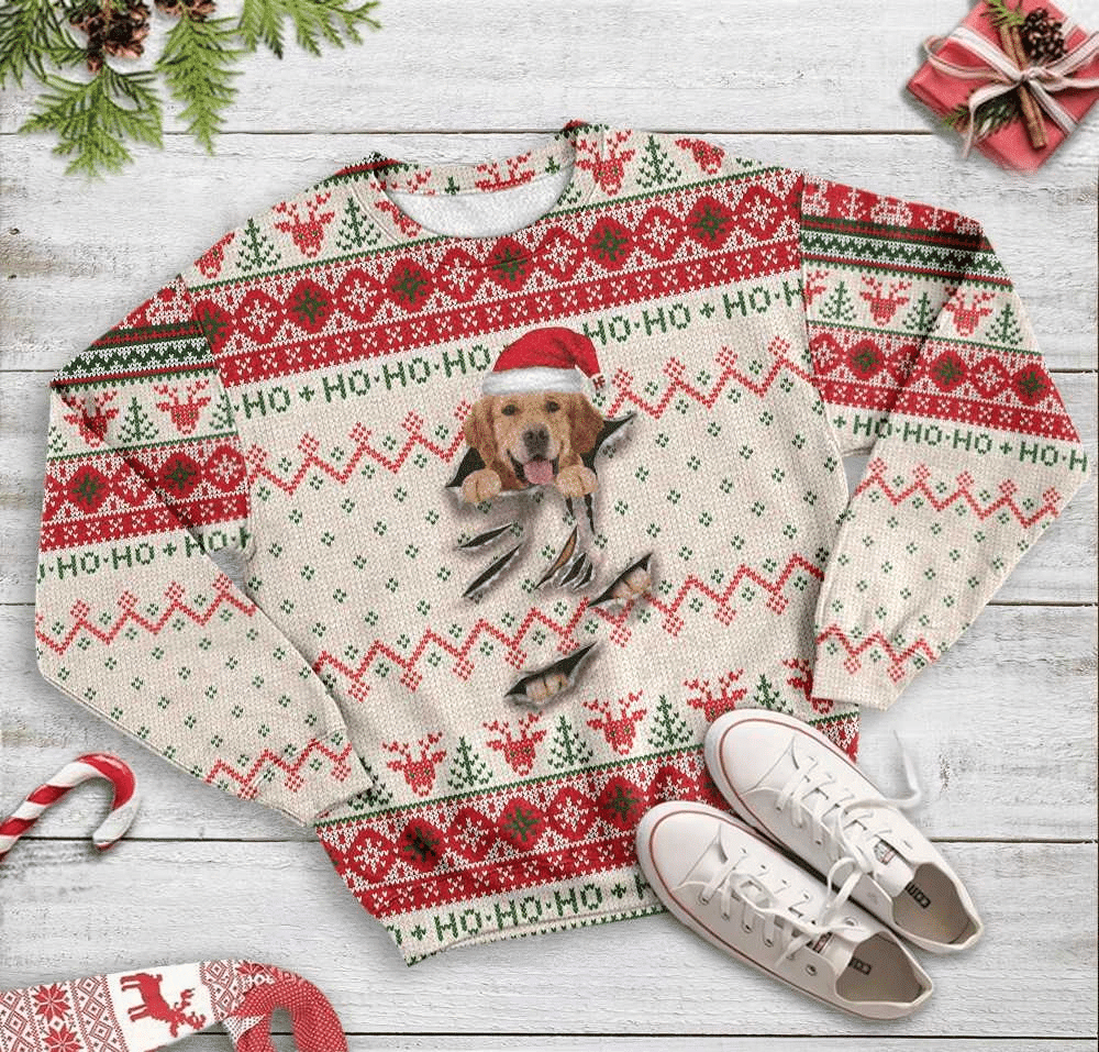 Golden Retriever Scratch Ugly Christmas Sweater, Perfect Holiday Gift