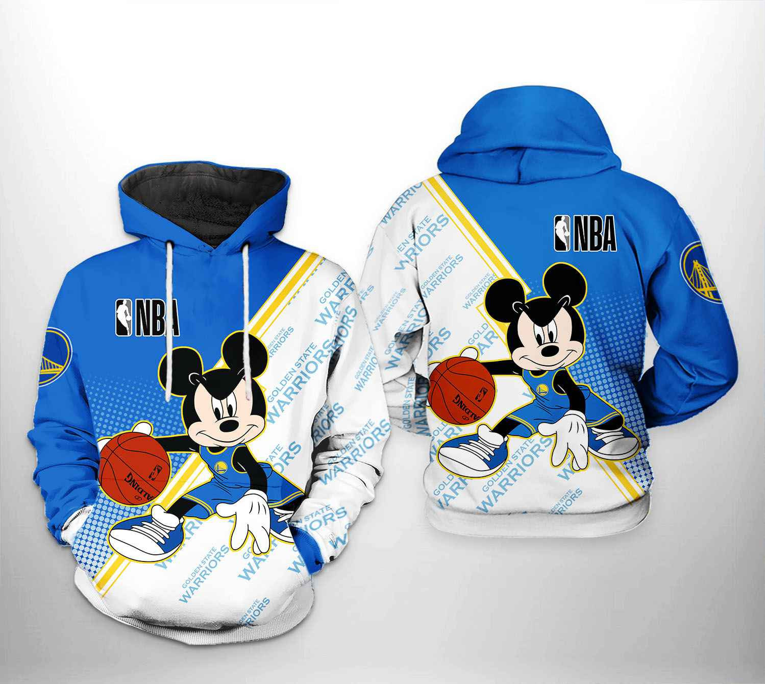 Golden State Warriors NBA Mickey 3D All Over Print Hoodie & Zip Hoodie