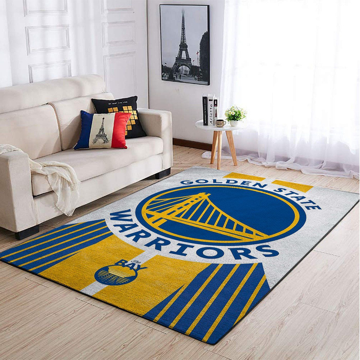 Golden State Warriors Team Logo Rectangle Area Rug – Full Print Carpet For Living Room & Bedroom Home Decor