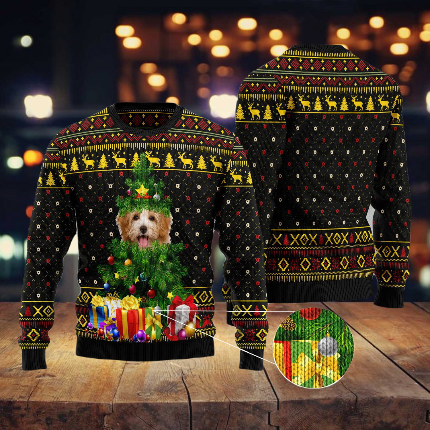 Goldendoodle Pine Ugly Christmas Sweater,