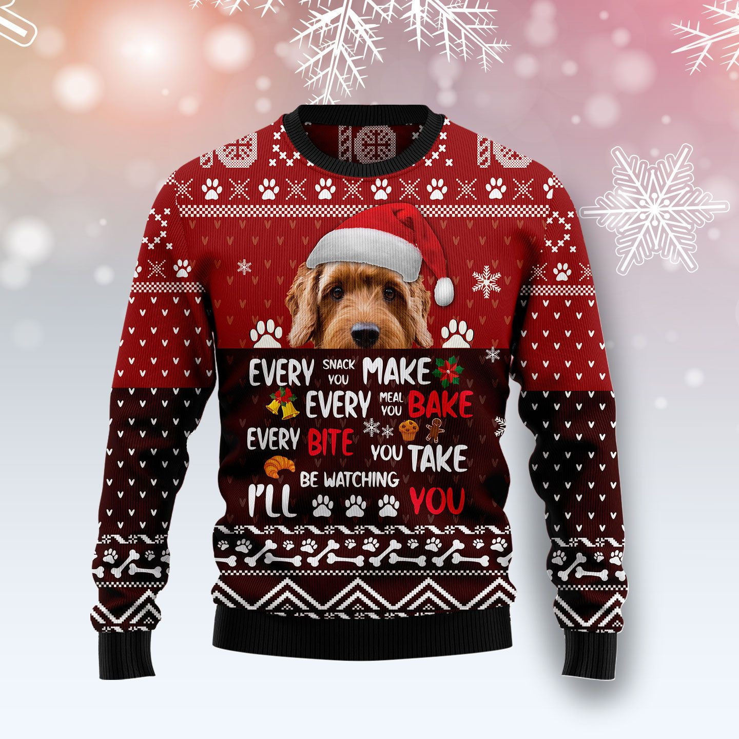 Goldendoodle Will Be Watching You Ugly Christmas Sweater, Perfect Holiday Gift