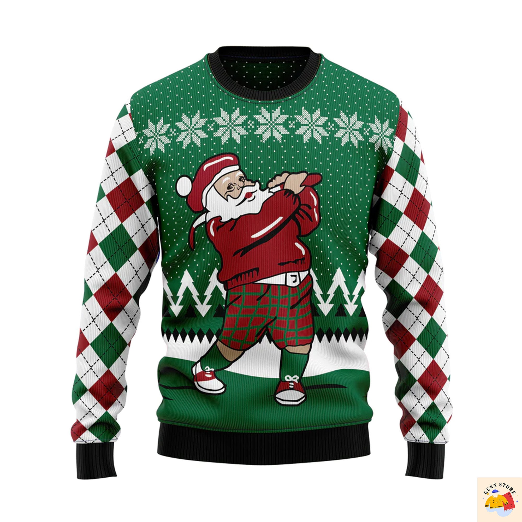 Golfer Santa Ugly Christmas Sweater