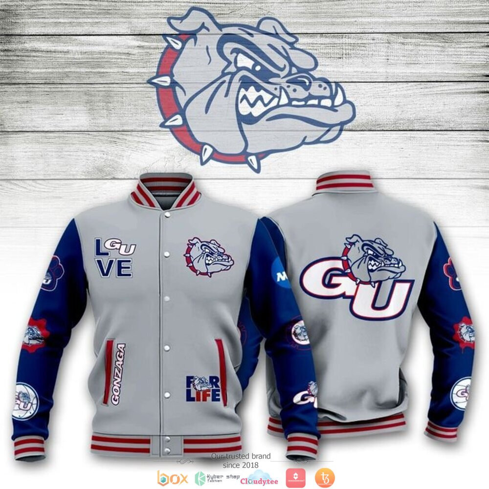 Gonzaga Bulldogs Love for Life Varsity Baseball Jacket for Men & Women | NCAA Team Fan Gift