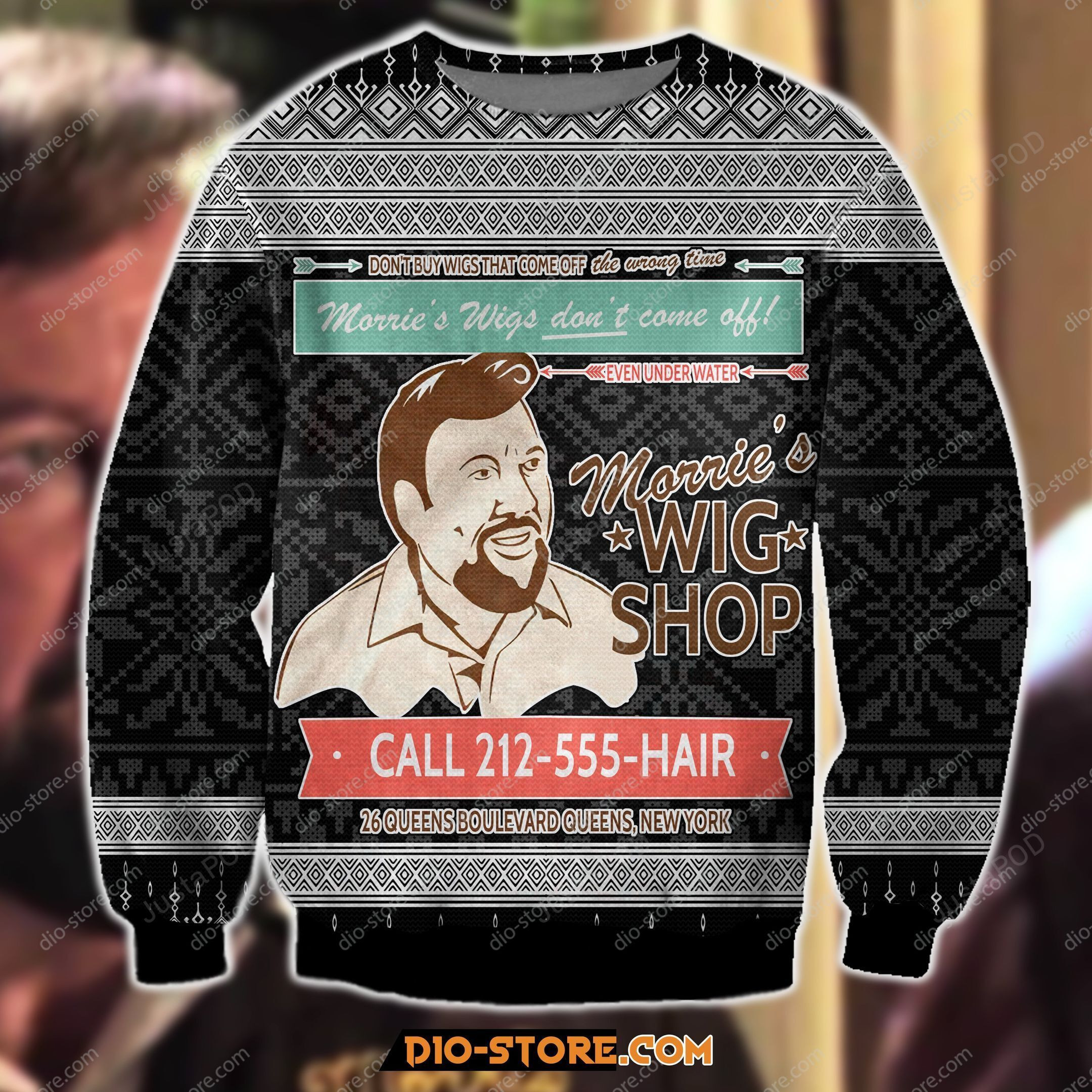 Goodfellas Morries Wig Shop 3D Print Ugly Christmas Sweater, Perfect Holiday Gift