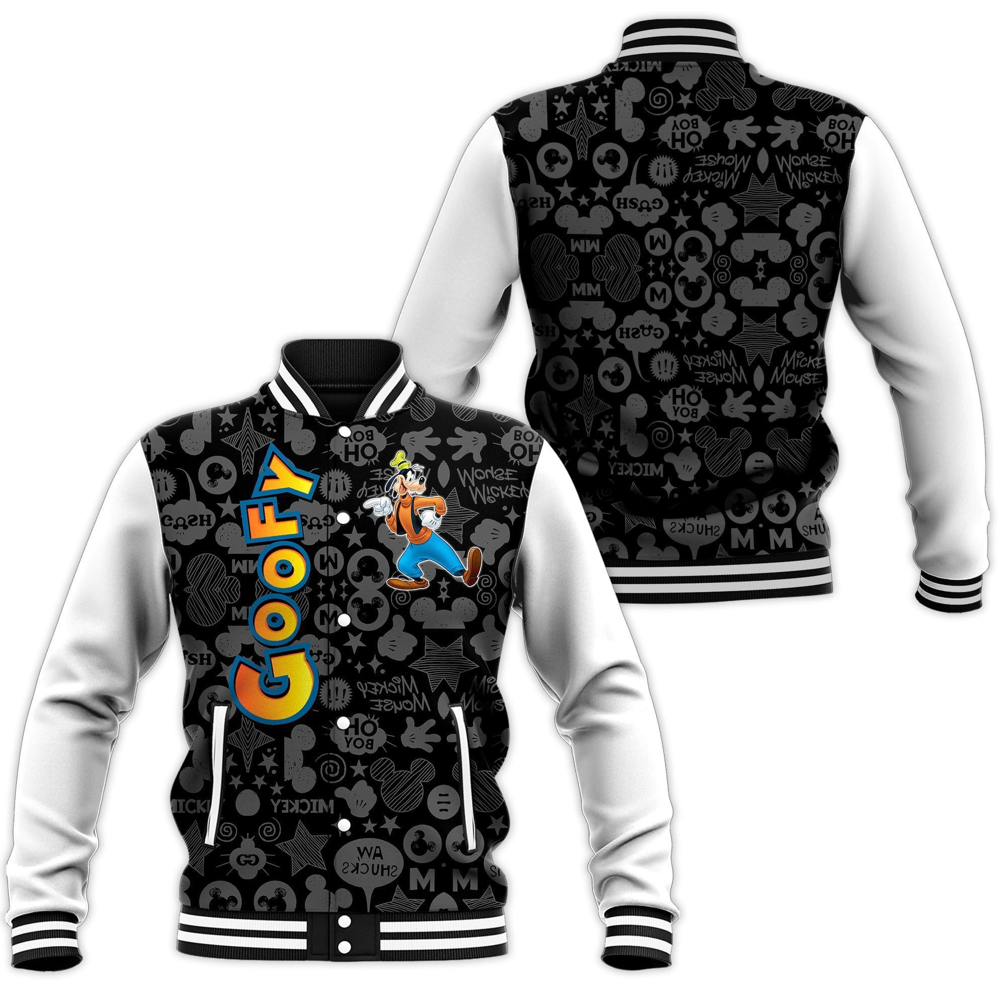 Goofy Dog Mickey Mouse Cartoon Baseball Jacket for Men & Women | Cartoon Fan Gift