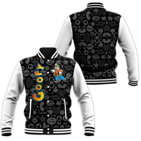 Goofy Dog Pattern Mickey Mouse Cartoon Baseball Jacket for Men & Women | Cartoon Fan Gift