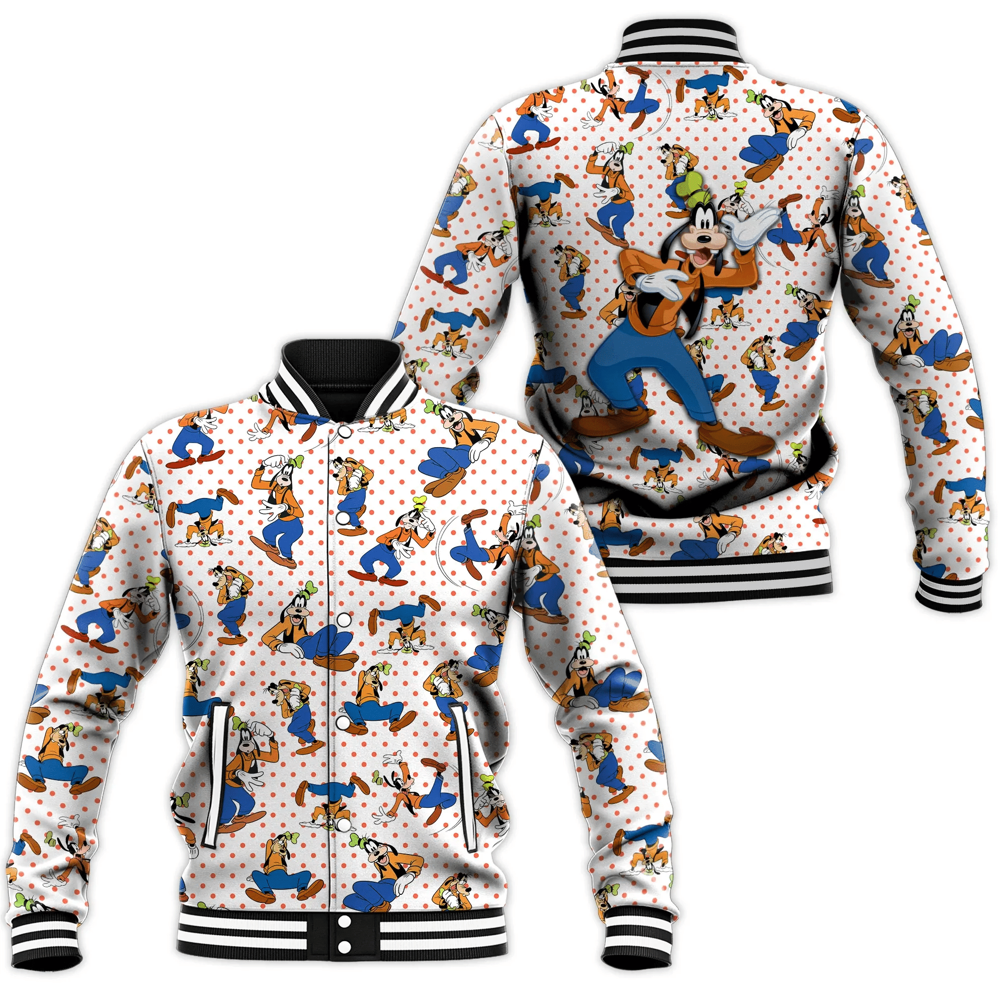 Goofy Mickey Comics Disney Cartoon Baseball Jacket for Men & Women | Cartoon Fan Gift