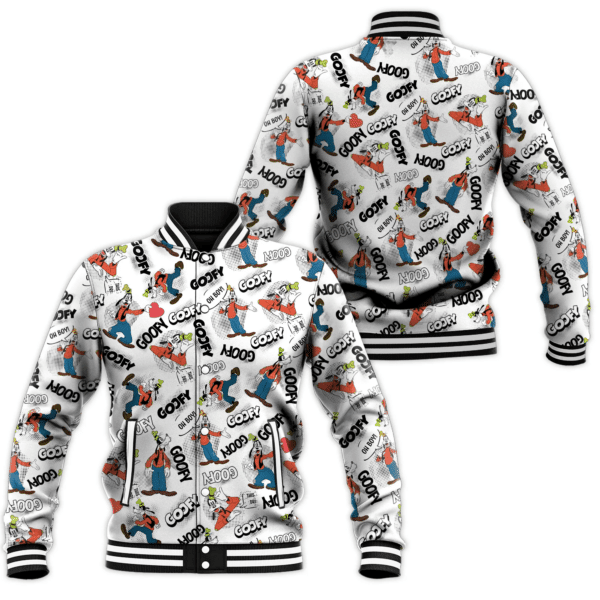 Goofy Mickey Comics Disney Cartoon Baseball Jacket for Men & Women | Cartoon Fan Gift