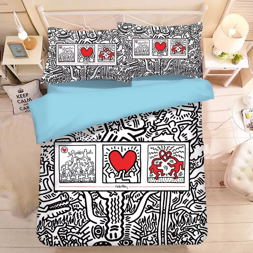 Graffiti Illustration Duvet Cover Quilt Cover Pillowcase Bedding Set Bed Linen Home Bedroom Decor