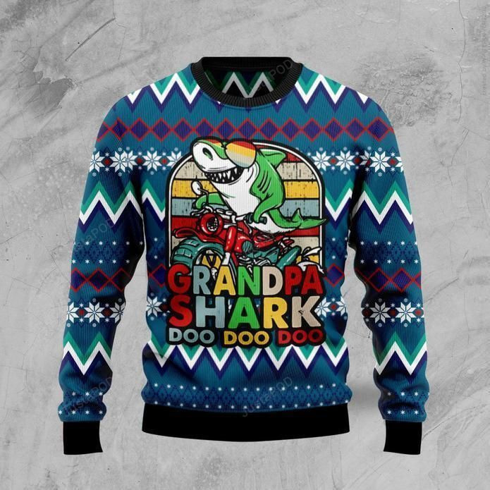 Grandpa Shark Dododo Ugly Christmas Sweater Perfect Holiday Gift