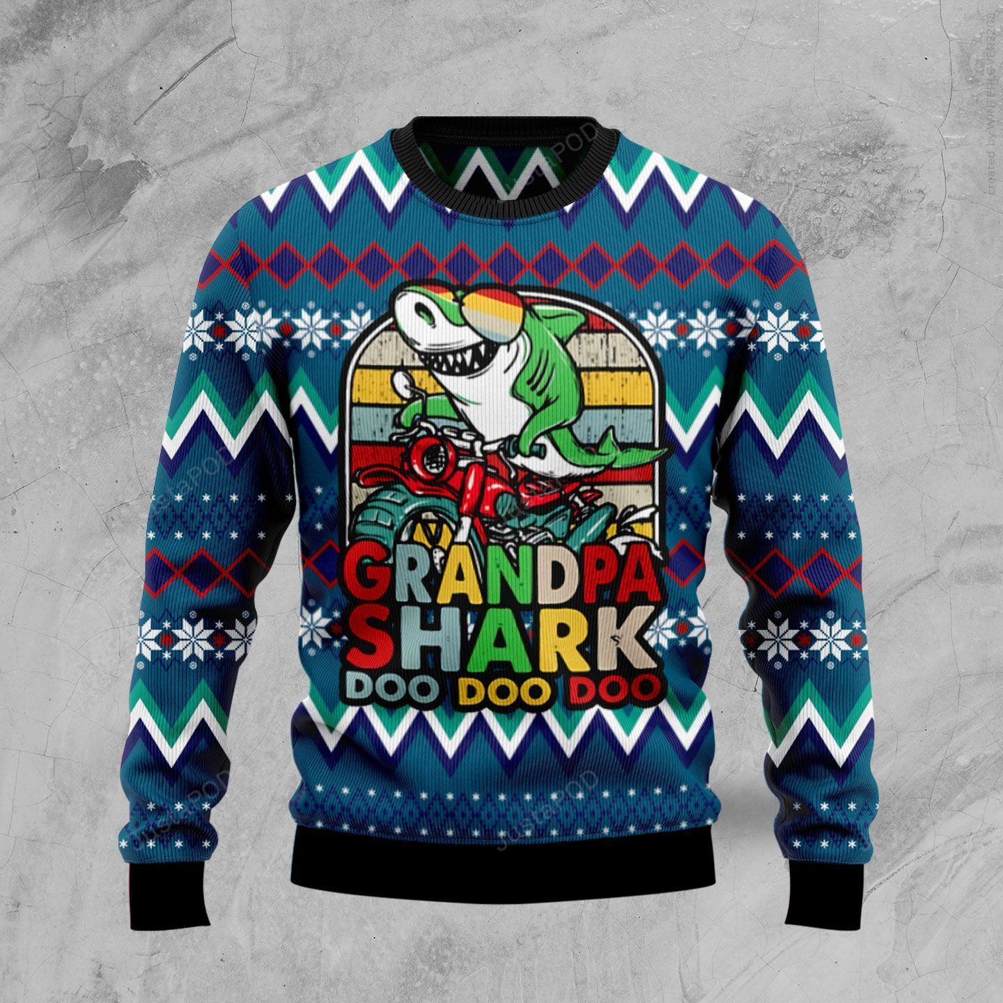 Grandpa Shark Ugly Christmas Sweater, Perfect Holiday Gift