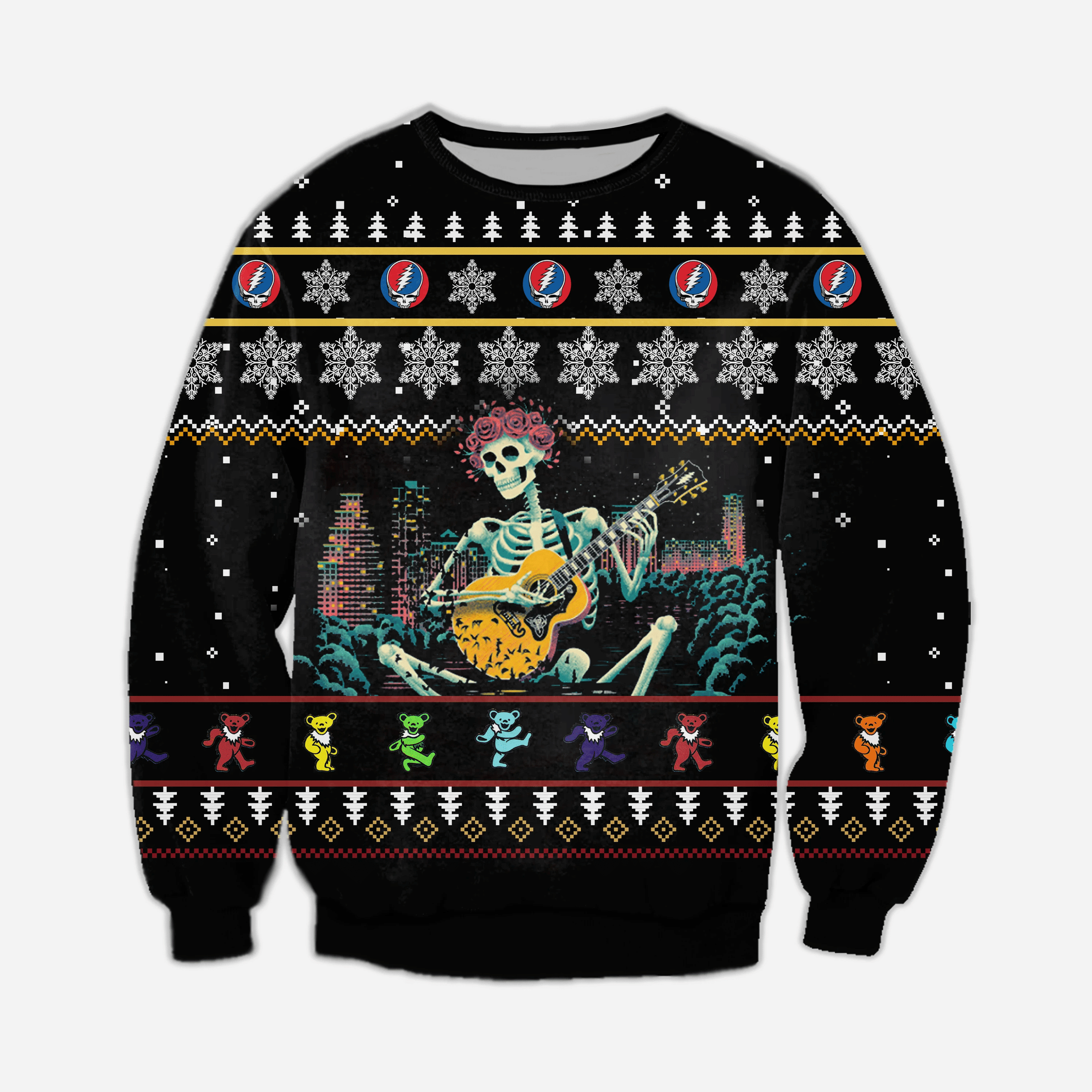 Grateful Dead Knitting Pattern 3D Print Ugly Christmas Sweater