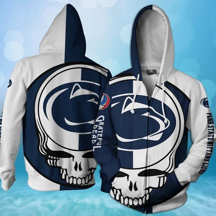 Grateful Dead Penn State Nittany Lions Bolt Skull 3D All Over Print Hoodie & Zip Hoodie