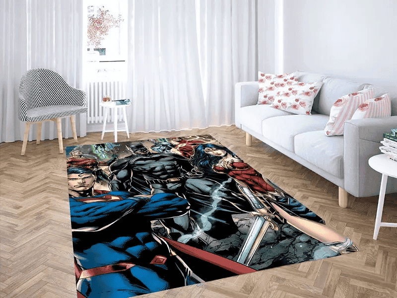 Great Character Justice League Comic 3D Rectangle Area Rug – Full Print Carpet For Living Room & Bedroom Home Decor