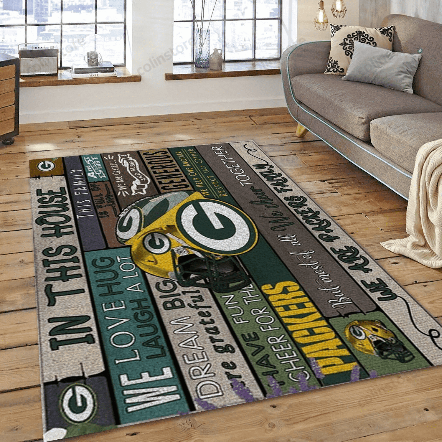 Green Bay Packers 3D Rectangle Area Rug – Full Print Carpet For Living Room & Bedroom Home Decor