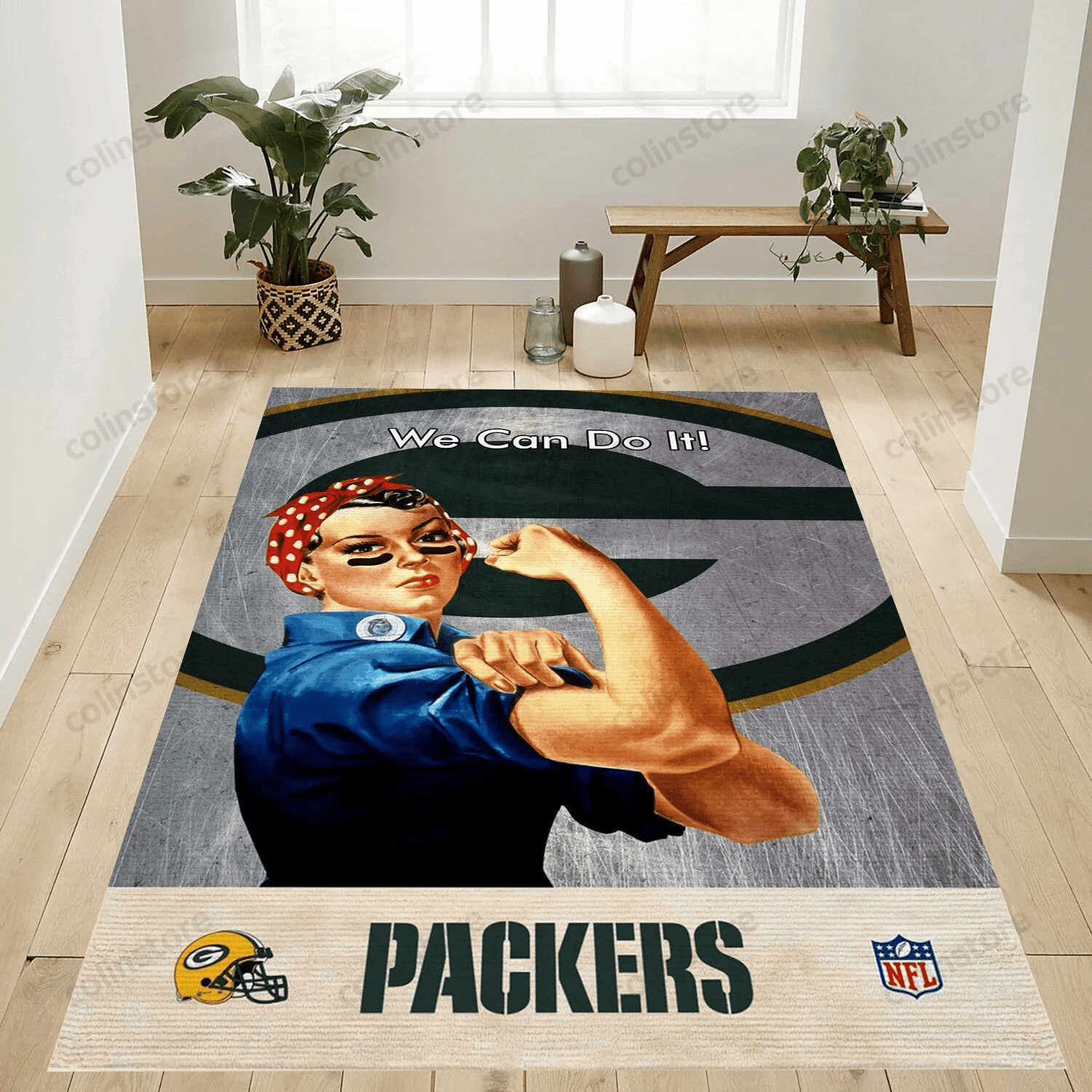 Green Bay Packers 3D Rectangle Area Rug – Full Print Carpet For Living Room & Bedroom Home Decor
