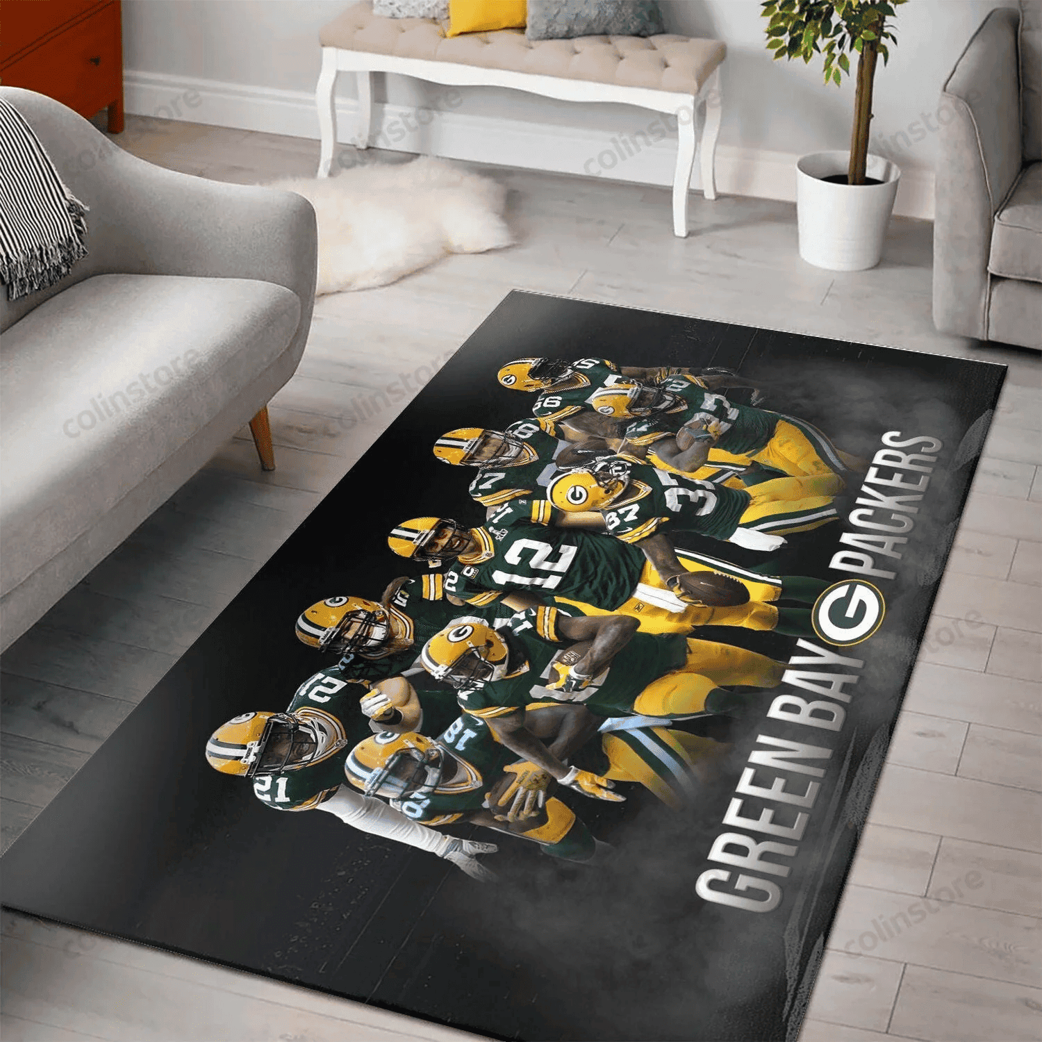 Green Bay Packers 3D Rectangle Area Rug – Full Print Carpet For Living Room & Bedroom Home Decor