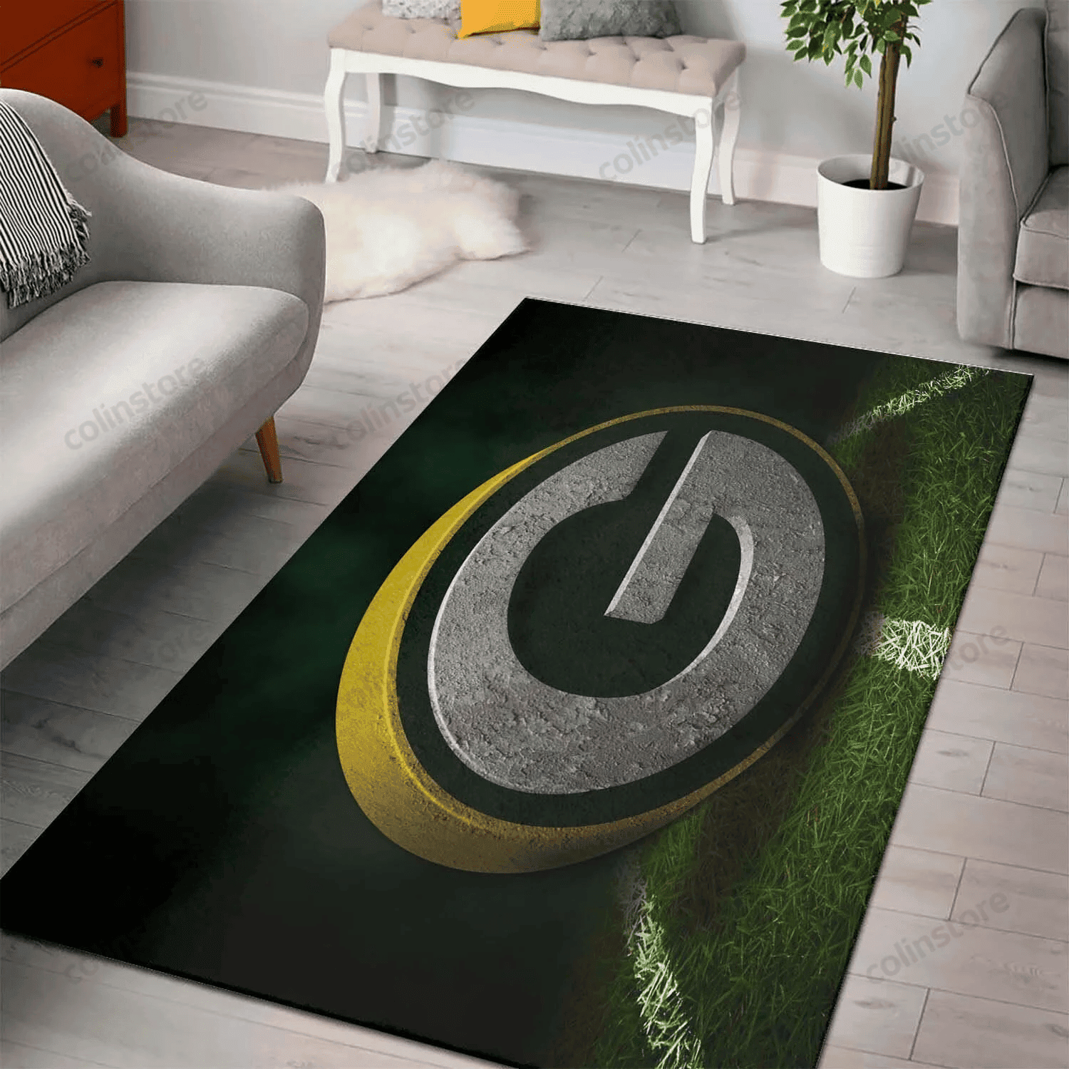 Green Bay Packers 3D Rectangle Area Rug – Full Print Carpet For Living Room & Bedroom Home Decor