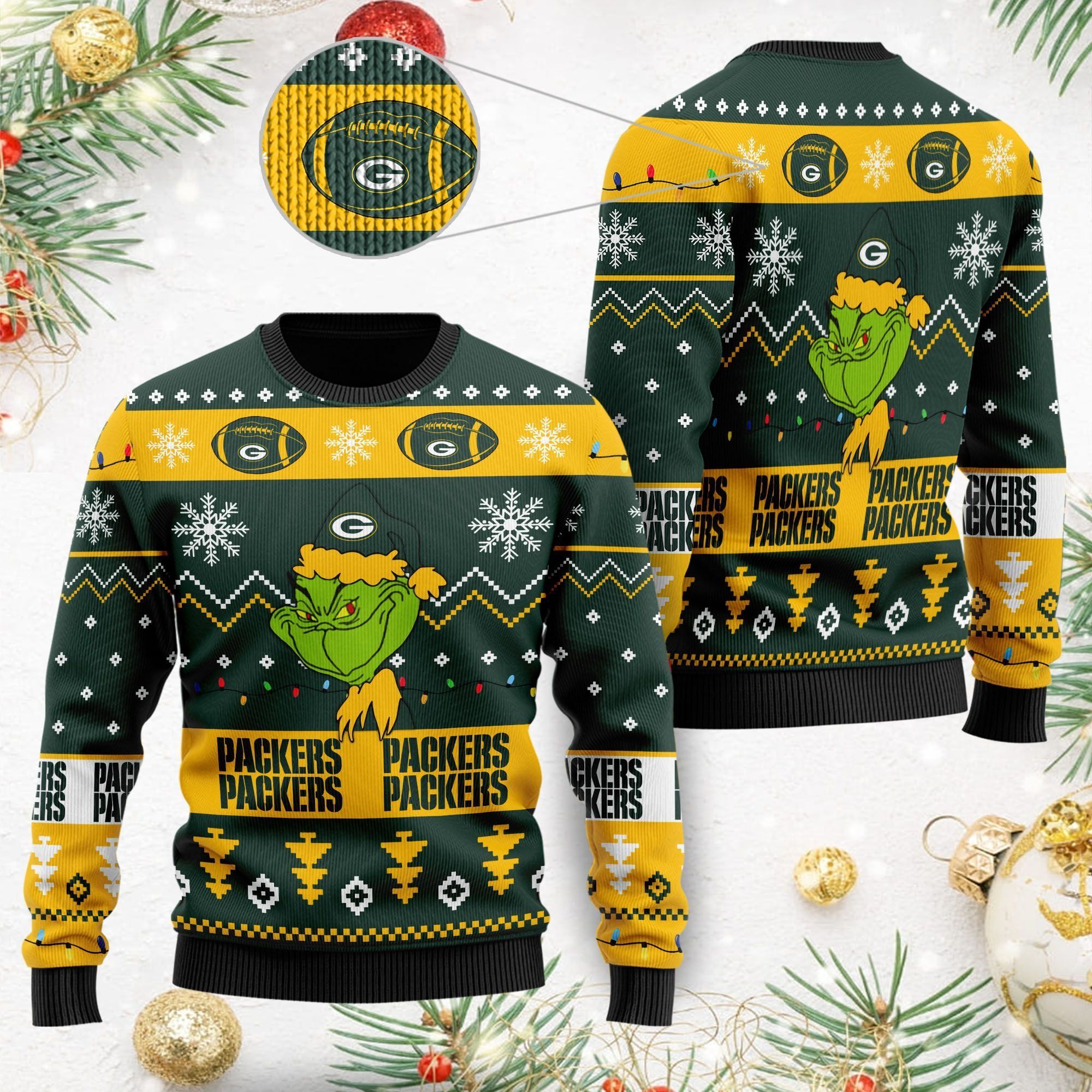 Green Bay Packers American NFL Football Team Logo Cute Grinch 3D Men And Women Ugly Christmas Sweater For Sport Lovers On Christmas Days