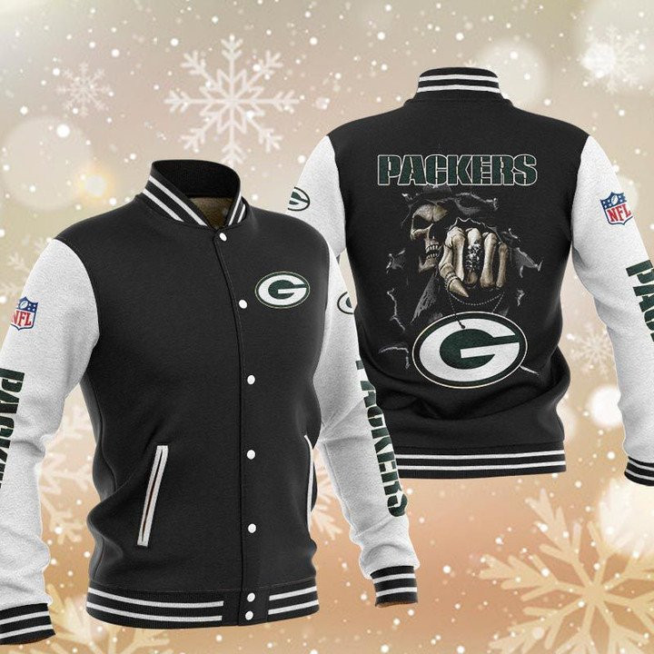 Green Bay Packers Black Hades Boxing Varsity Baseball Jacket for Men & Women | NFL Team Fan Gift