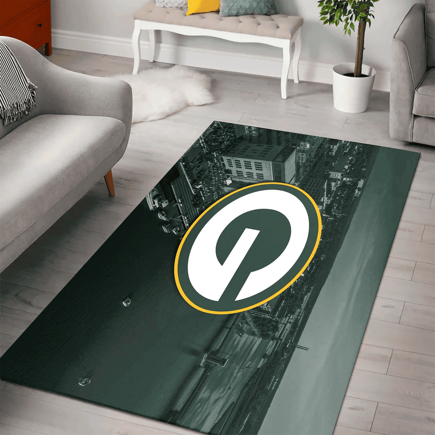 Green Bay Packers City 3D Full Print Rectangle Area Rug – Full Print Carpet For Living Room & Bedroom Home Decor