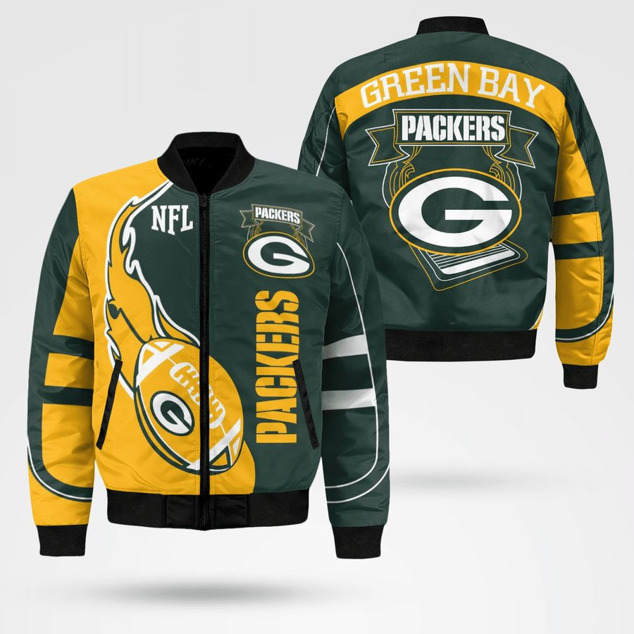 Green Bay Packers Gold Green Bomber Jacket | NFL Team Jacket for Men & Women | Football Fan Gift