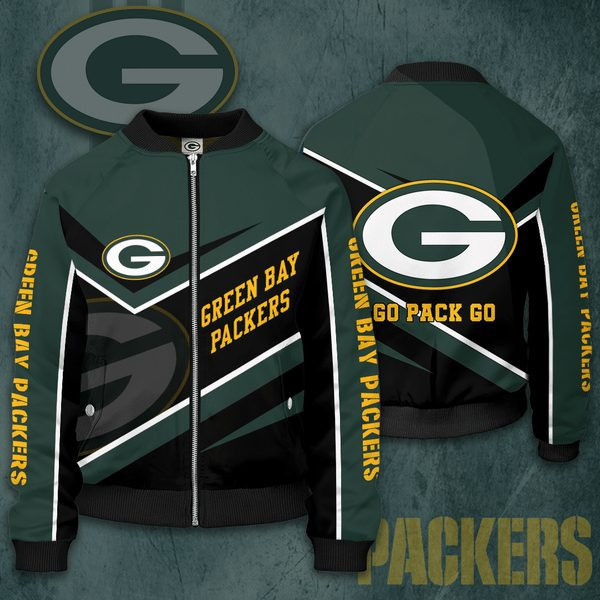 Green Bay Packers Green Black Go Pack Go Bomber Jacket | NFL Team Jacket for Men & Women | Football Fan Gift
